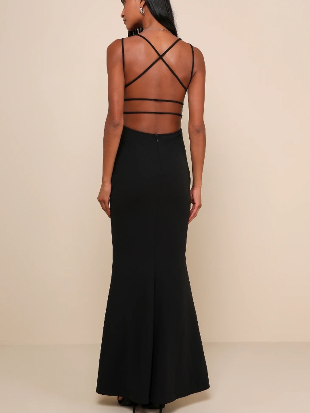 NEW WITH TAGS All this Allure Black Strappy Backless Mermaid Maxi Dress Lulus